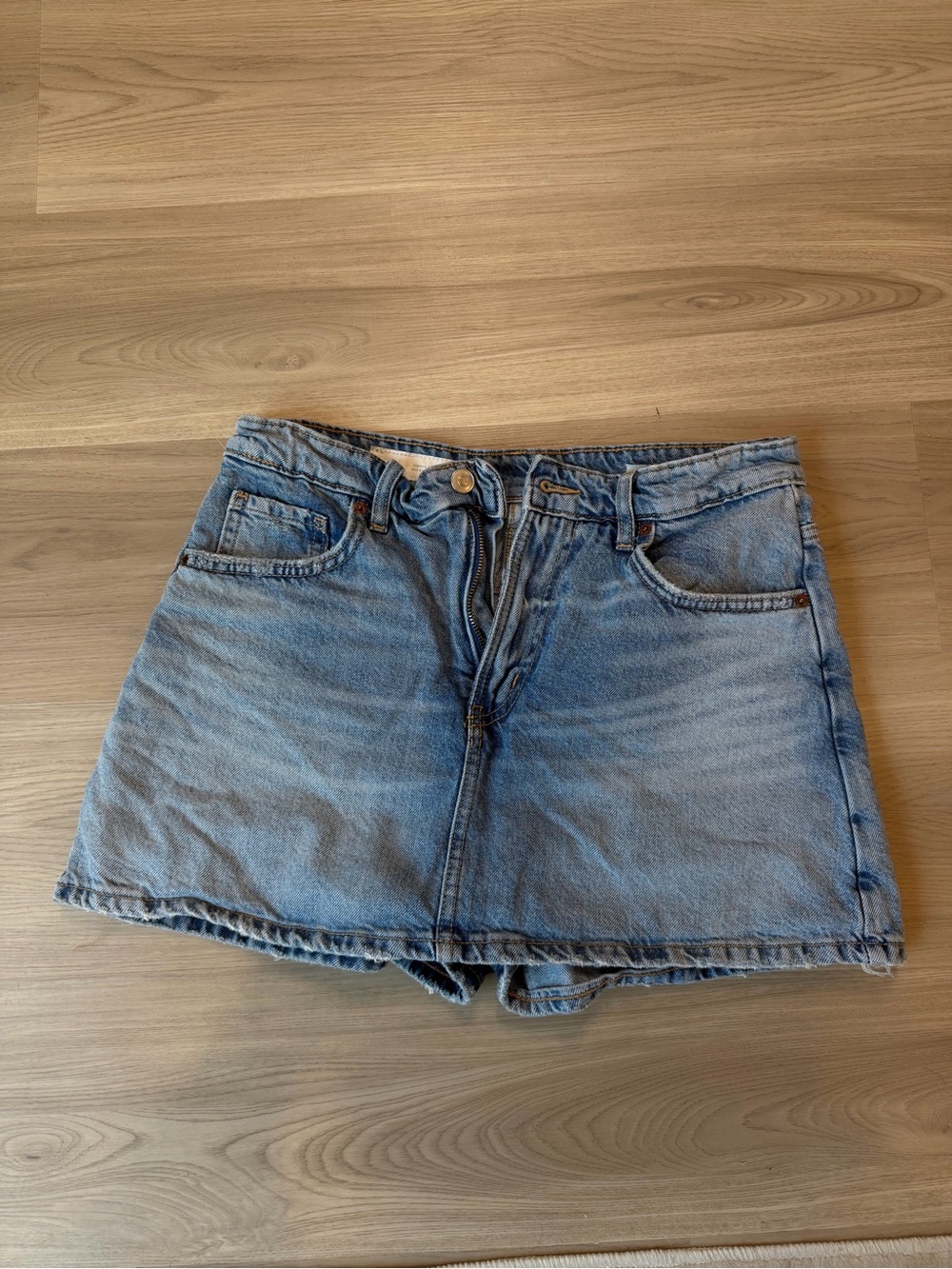 Denim High-Waist Skort - Light Blue